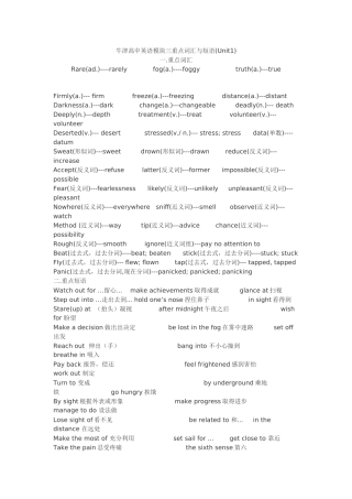 牛津高中英语模块三重点词汇与短语