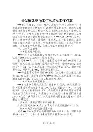 县发展改革局工作总结及工作打算 