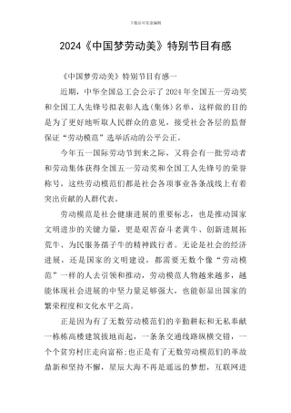 2024《中国梦劳动美》特别节目有感