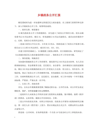乡镇政务公开汇报