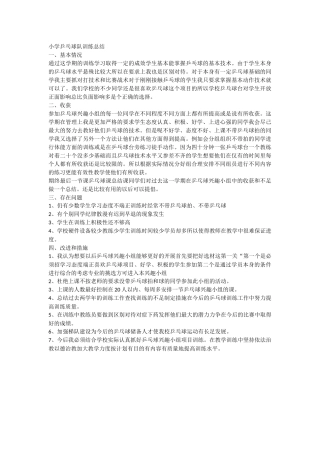 小学乒乓球队训练总结