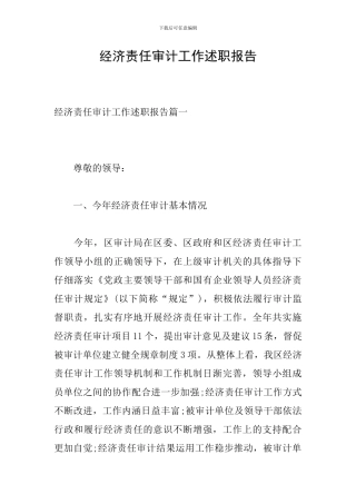 经济责任审计工作述职报告