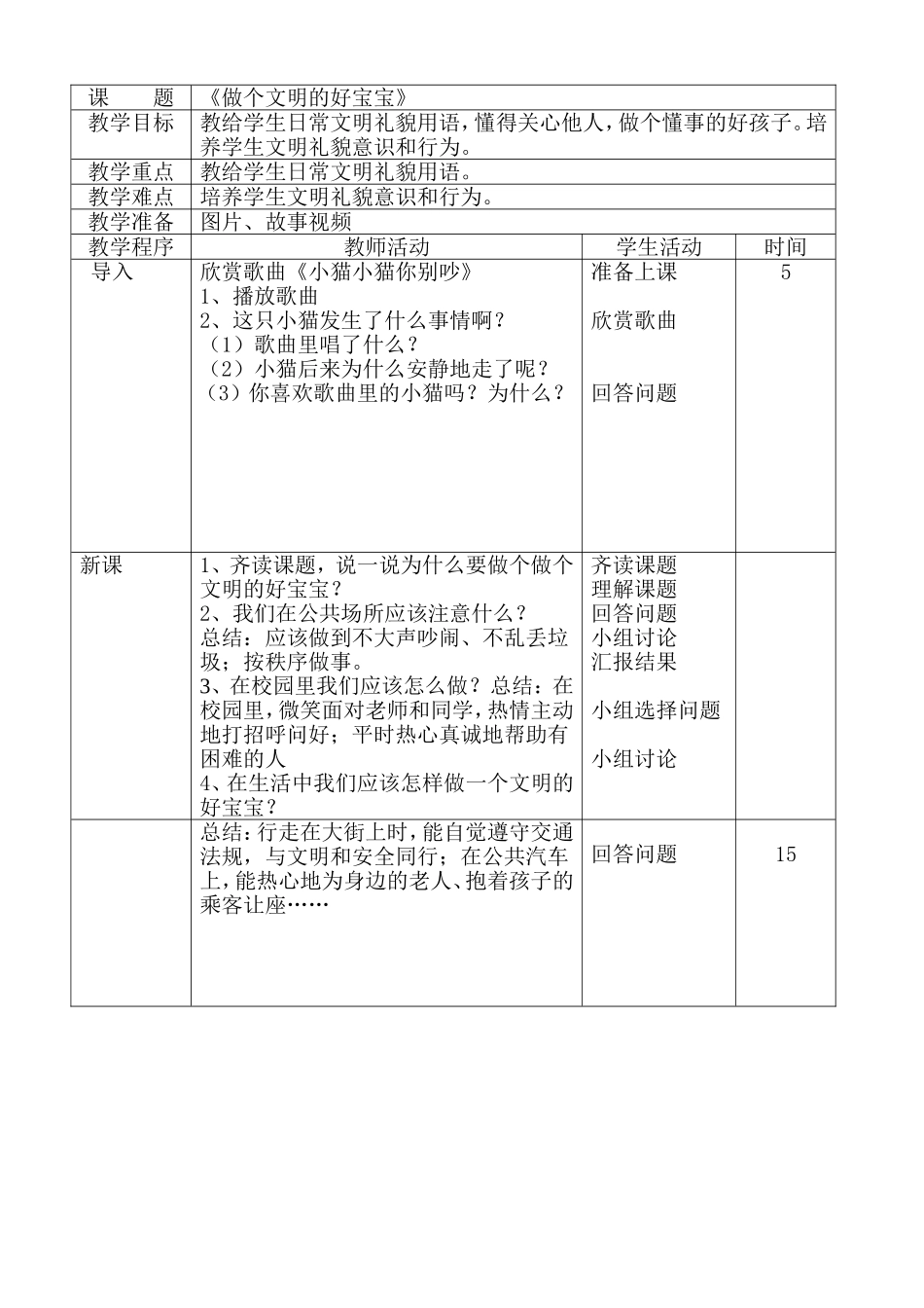 做个文明的好宝宝教学设计_第1页