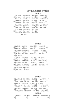 人教版二年级下册语文多音字组词练习