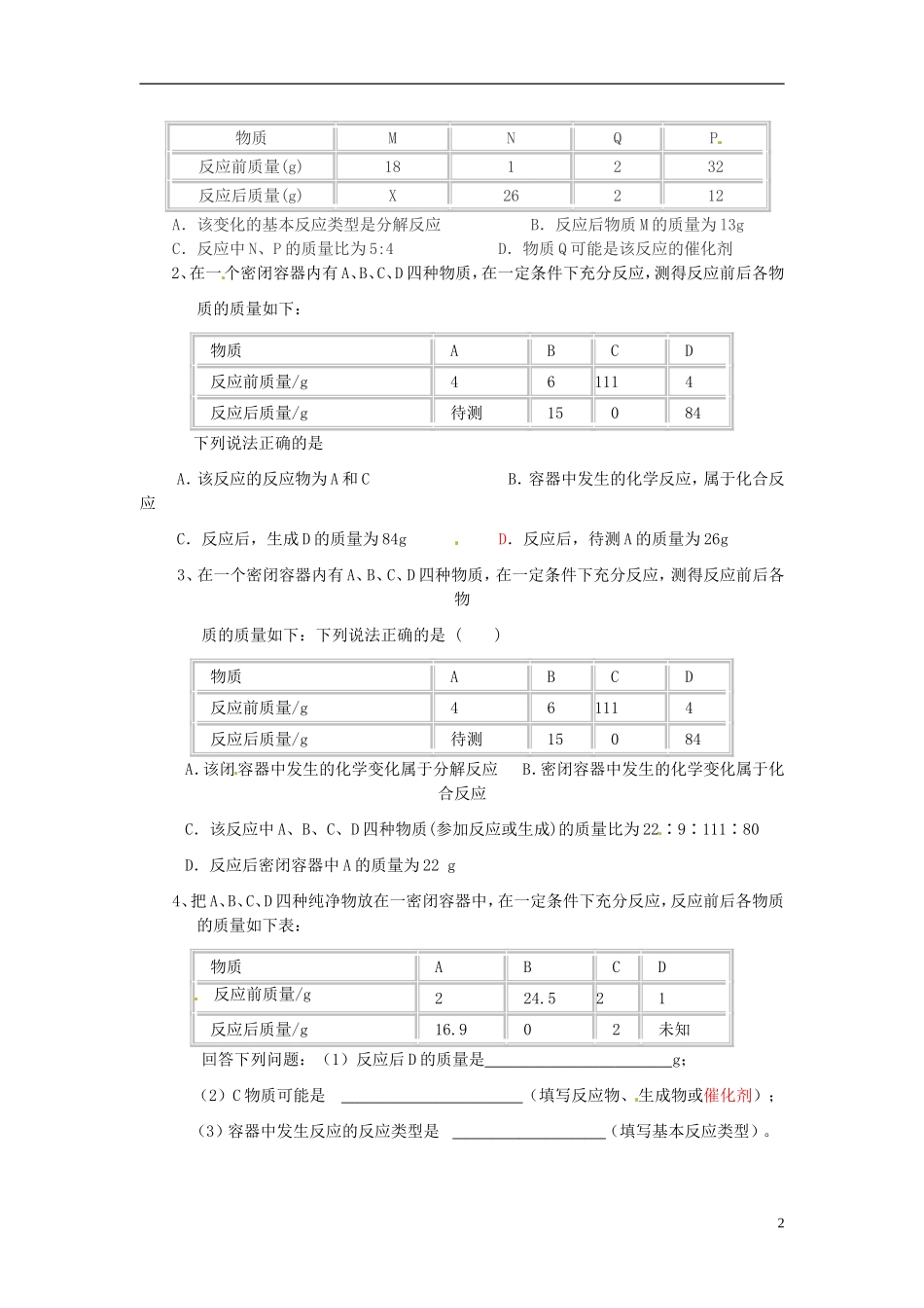 陕西省西安市庆安中学2013届九年级化学上册-专题训练_第2页