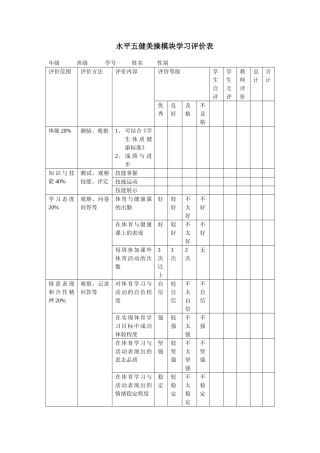 水平五XX模块学习评价表