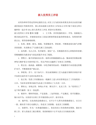 新人优秀员工评语 