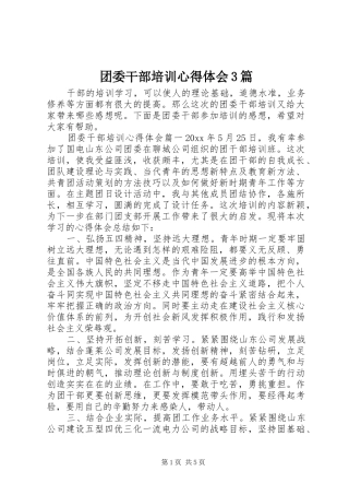 团委干部培训体会心得3篇