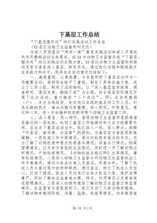 下基层工作总结 