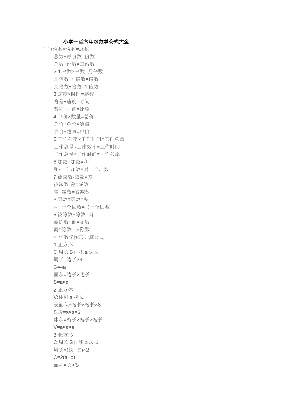 小学一至六年级数学公式大全 (2)_第1页