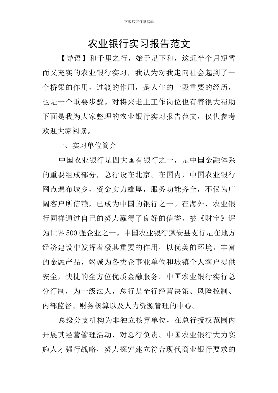 农业银行实习报告范文_第1页