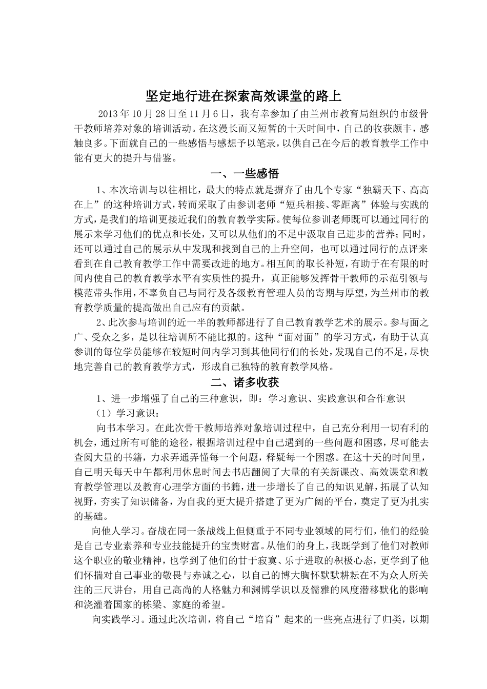 兰州市第五十中学高树雄（市级骨干教师培训总结）_第2页