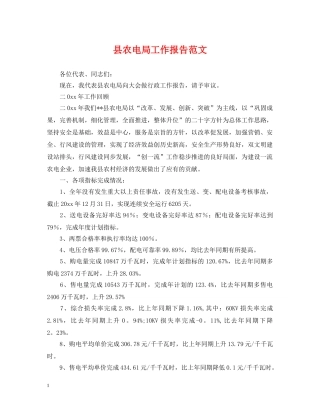 县农电局工作报告范文 