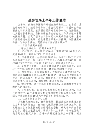 县房管局上半年工作总结 