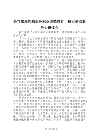 县气象局加强业务职业道德教育、稳定基础业务体会心得