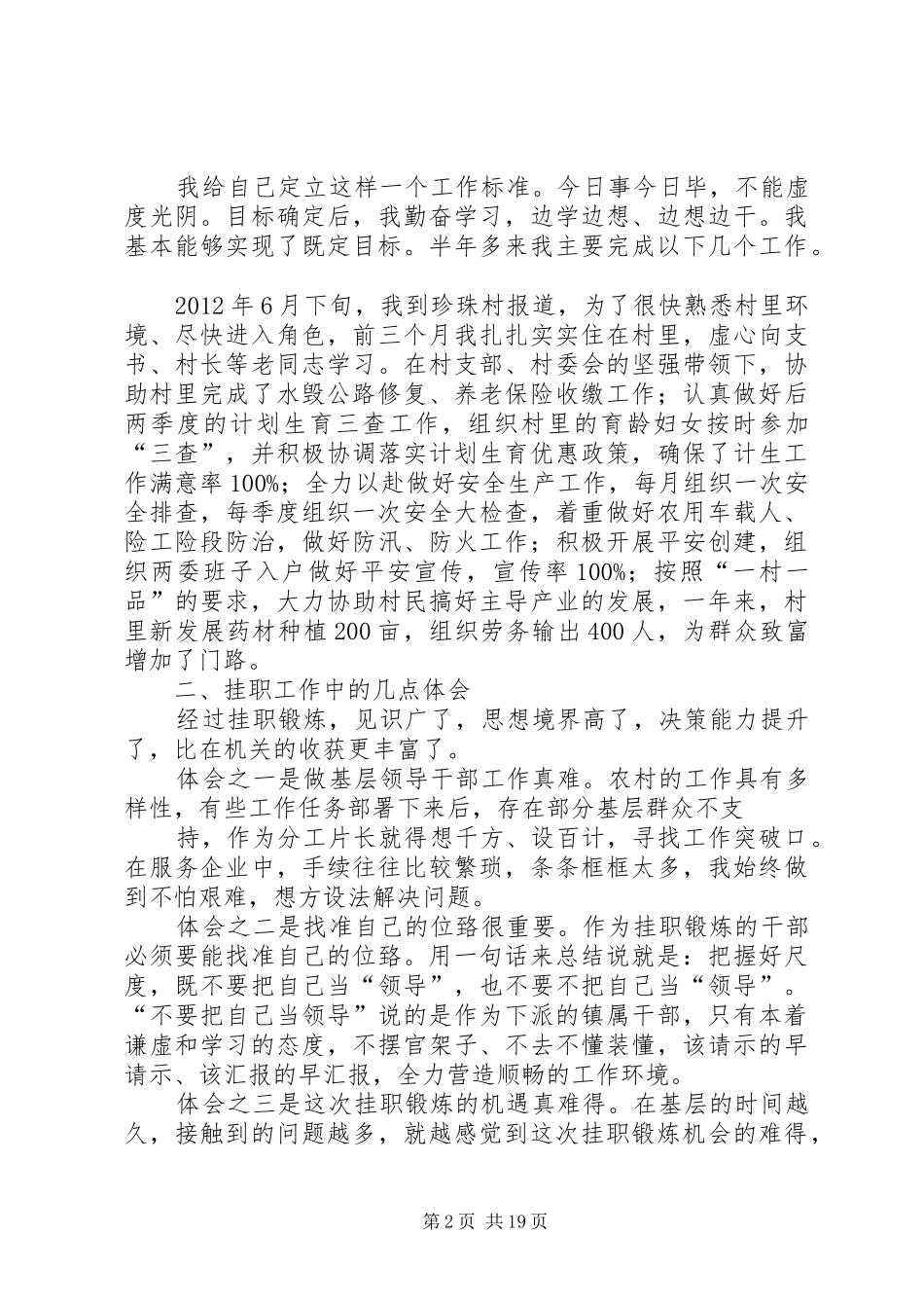 徐忠华挂职干部工作总结材料 _第2页