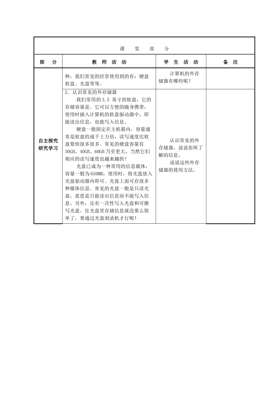 四级信息技术上册 第十二课可移动的信息仓库教案 华中师大版 _第2页