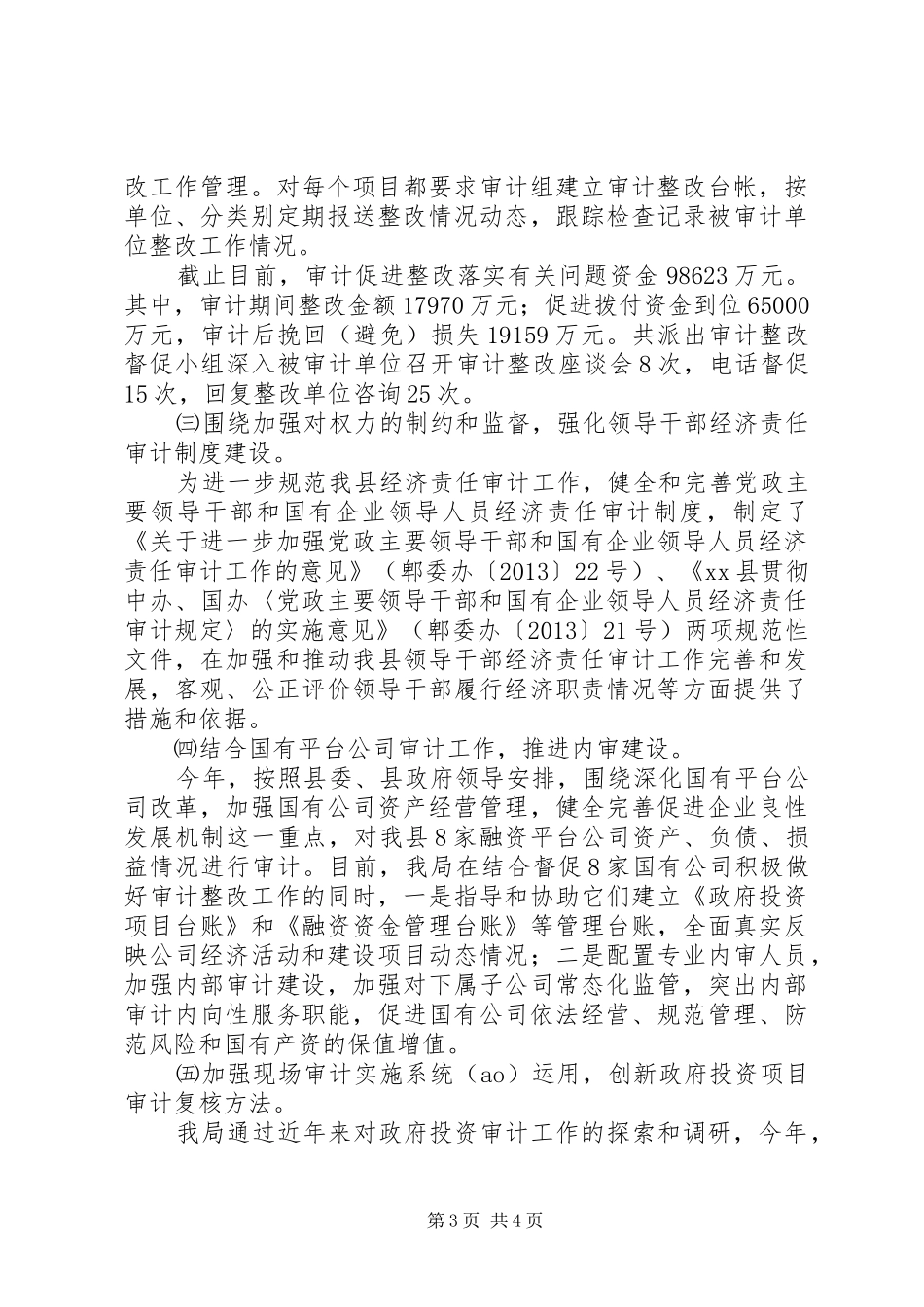县审计局工作总结报告 _第3页