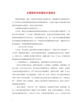 乡镇惩防体系建设自查报告