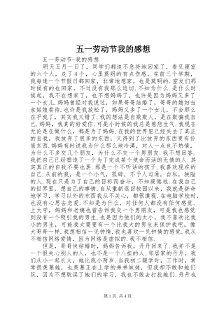 五一劳动节我的感想