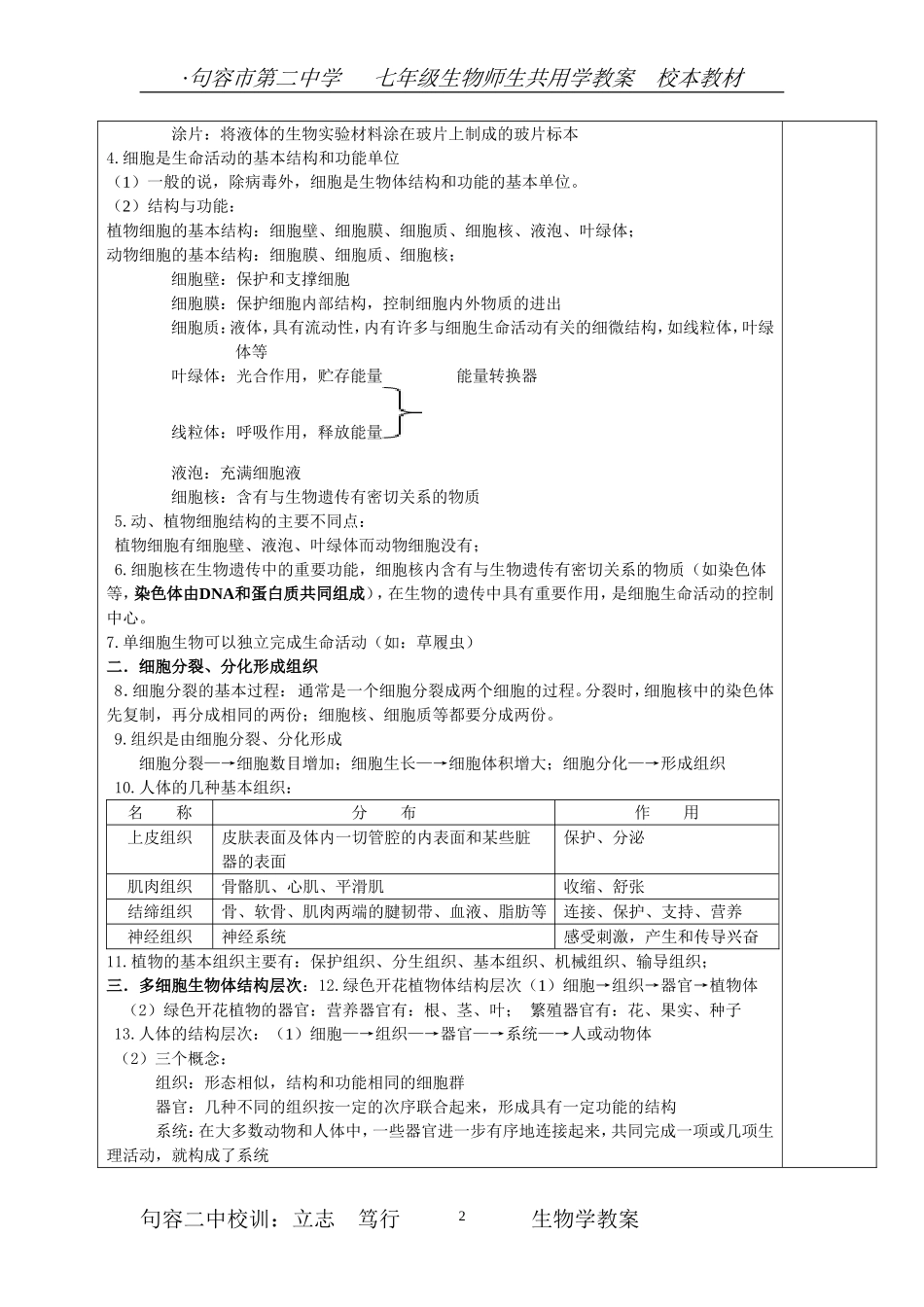 第8-9章生物体的结构层次（知识梳理）_第2页