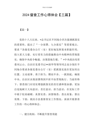 2024督查工作心得体会