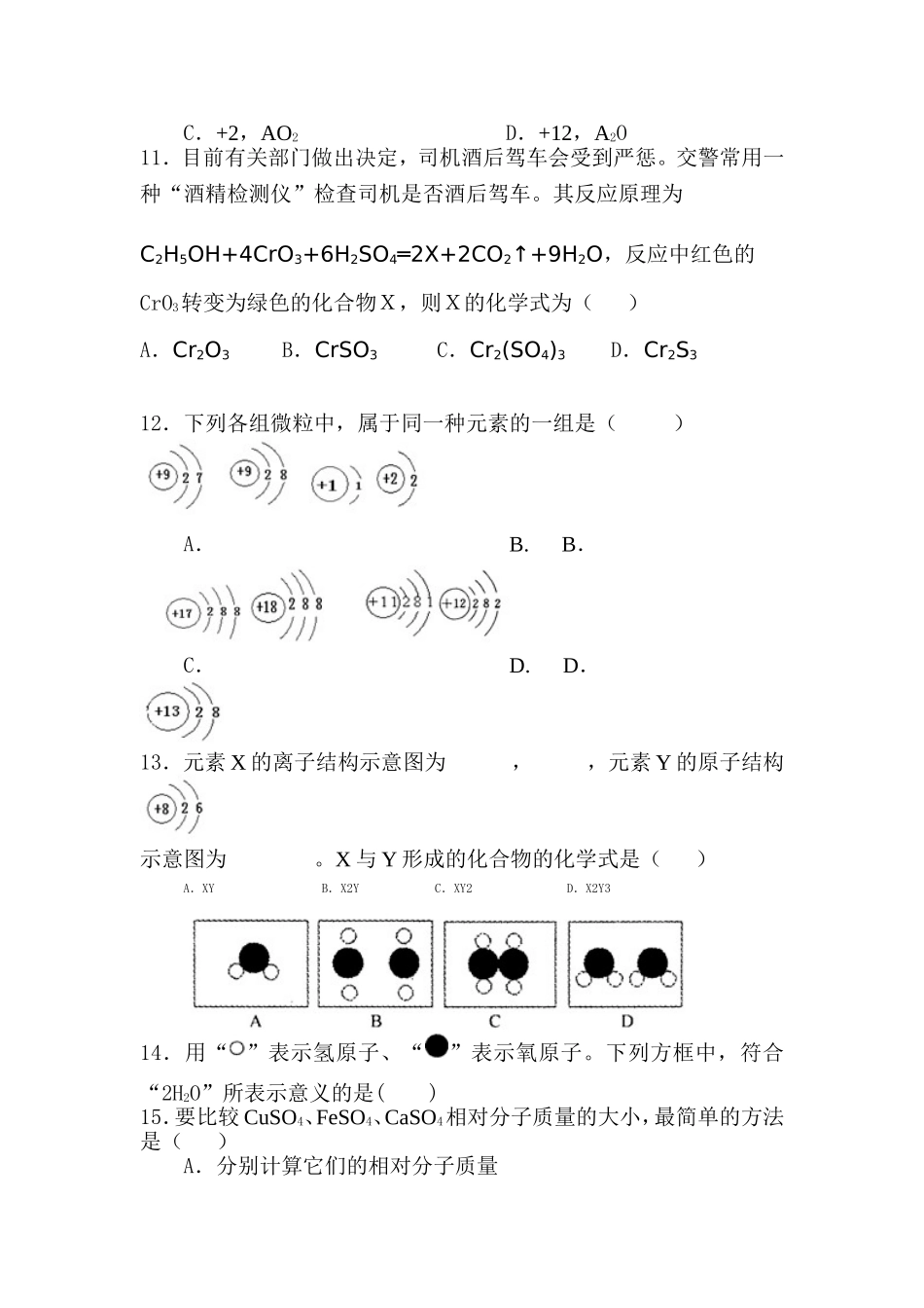 九年级化学用语竞赛试题_第2页
