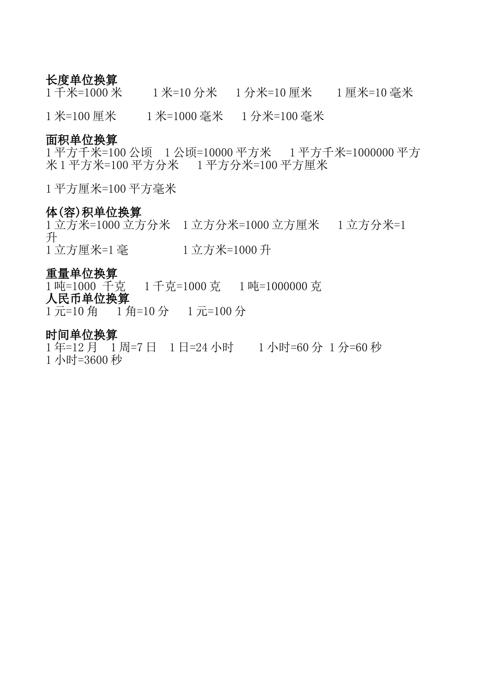 长度单位换算表_第1页