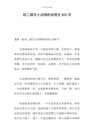 初二描写小动物的说明文800字