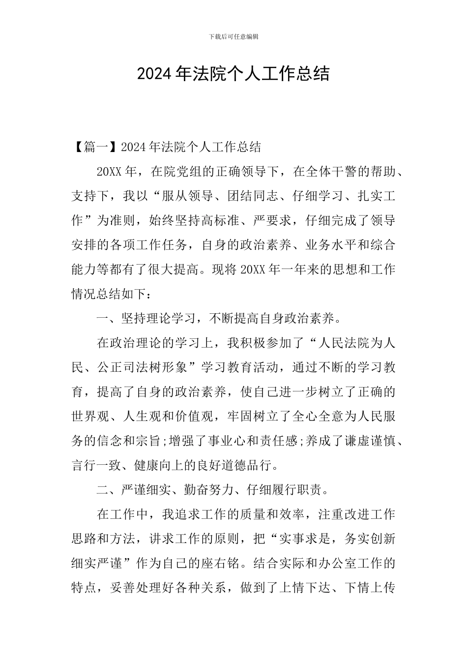 2024年法院个人工作总结_第1页