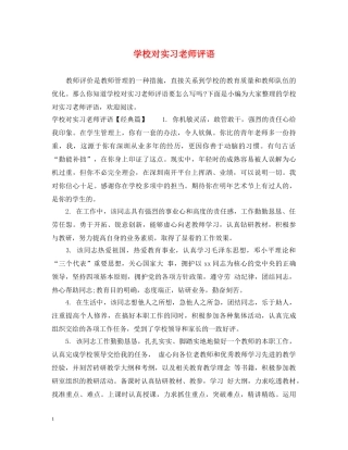 学校对实习老师评语 