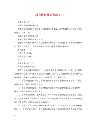 项目资金承诺书范文 