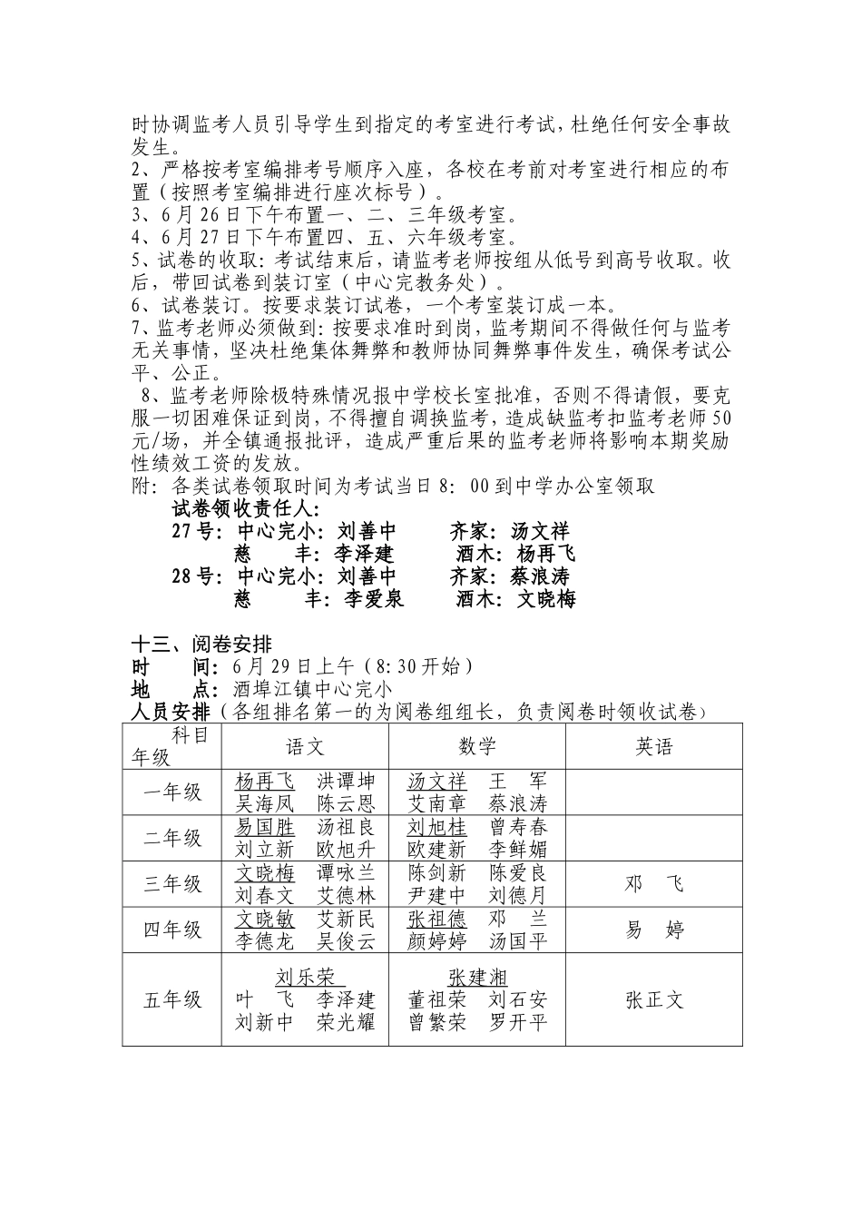 2014年上期小学期末检测安排_第3页