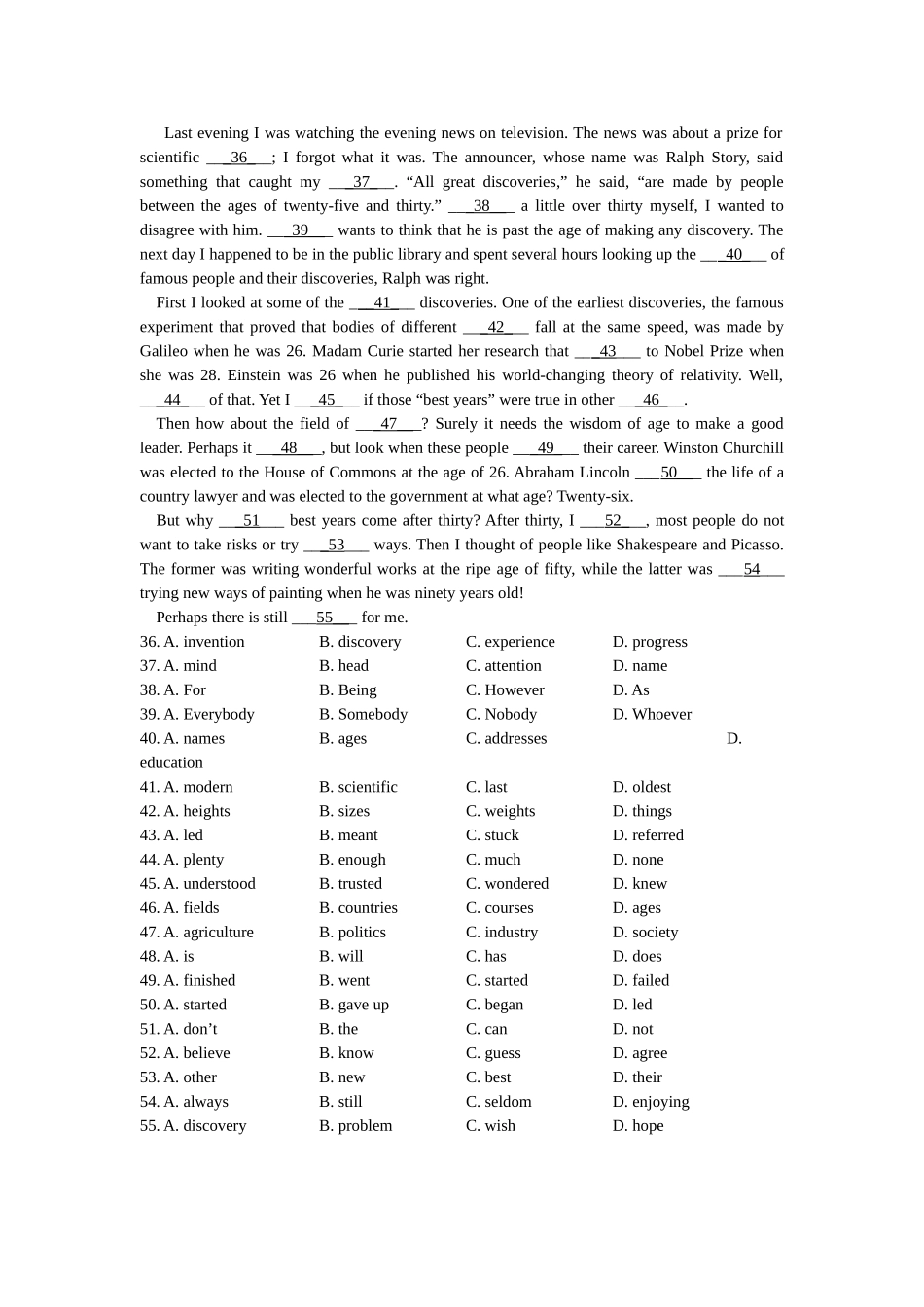 完形填空练习_第1页