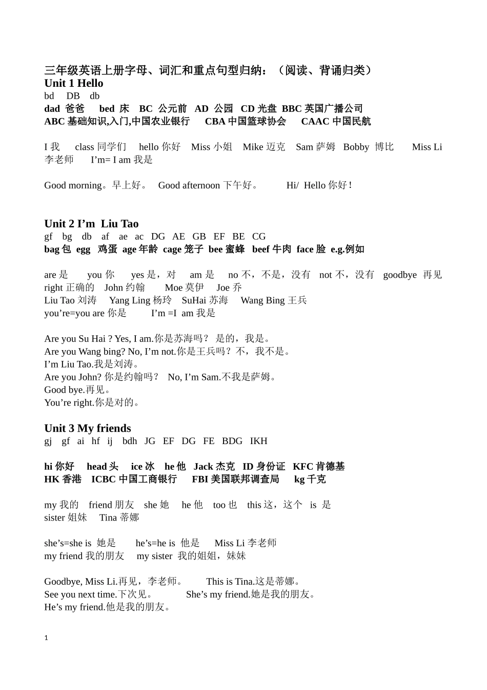 [牛津中小学英语网](自编）三年级上册字母单词专用语背诵默写_第1页