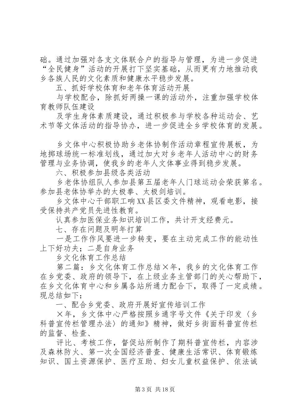 乡文化体育工作总结 _第3页