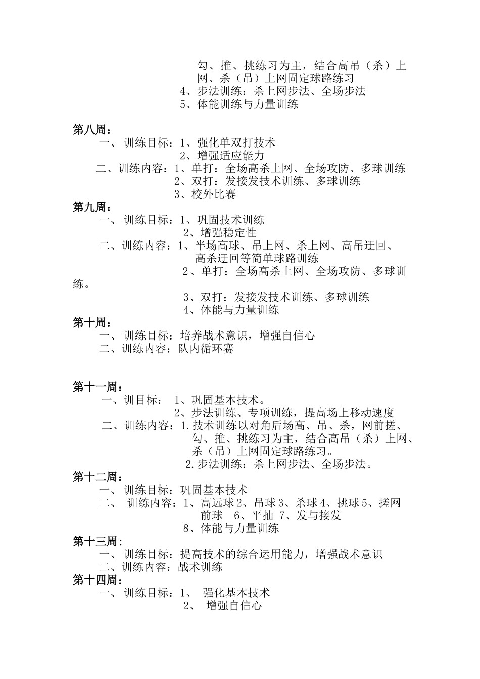 2014-2015学年度第二学期羽毛球训练计划_第3页