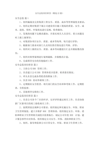 安全总监岗位职责(精选22) 