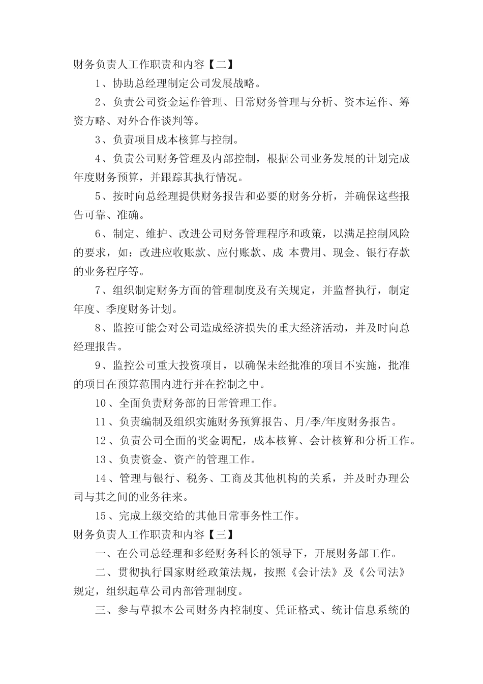 财务负责人工作职责和内容 _第2页