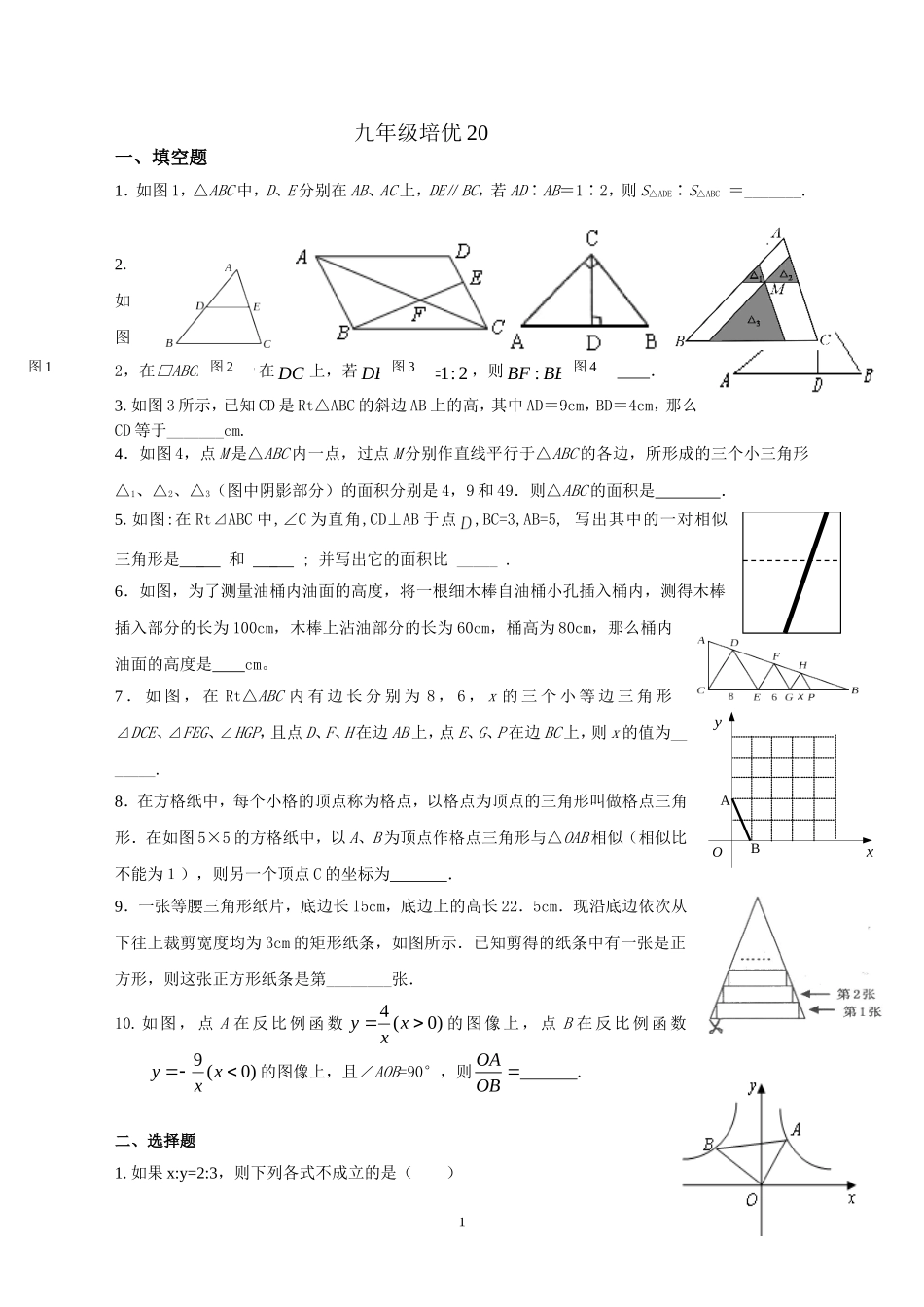 九年级上培优试卷20_第1页
