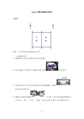 Sunny雪铁龙倒桩看点笔记