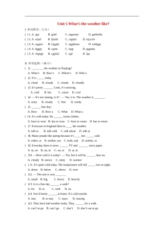 七年级英语下册：Unit-5-What's-the-weather-like同步检测(北京课改版)