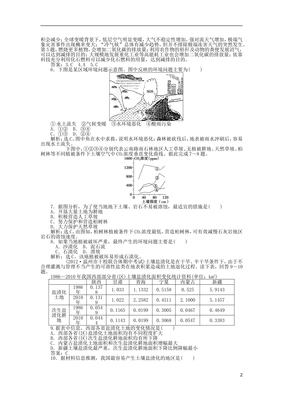 浙江省2013届高考地理一轮复习-8.1-人类面临的主要环境问题、人地关系思想的演变考能检测-湘教版_第2页