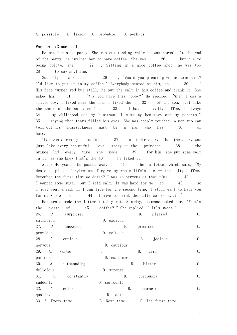 2013届高考英语一轮总复习单元精选资料-Unit-4-Body-language-新人教版必修4_第3页