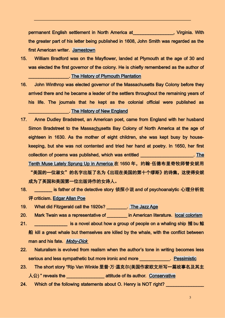 2016-美国文学复习资料_第3页