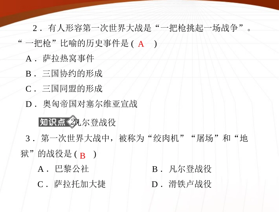 《随堂优化训练》2011年九年级世界历史上册-第六单元-第3课-第一次世界大战-配套课件-北师大版_第3页