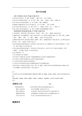 离子共存问题讲解当堂训练