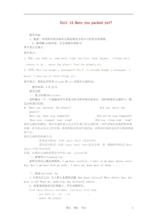 云南省水富县第二中学九年级英语《Unit-14-Have-you-packed-yet》教案