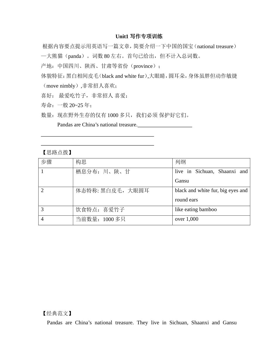Unit1--写作专项训练_第1页