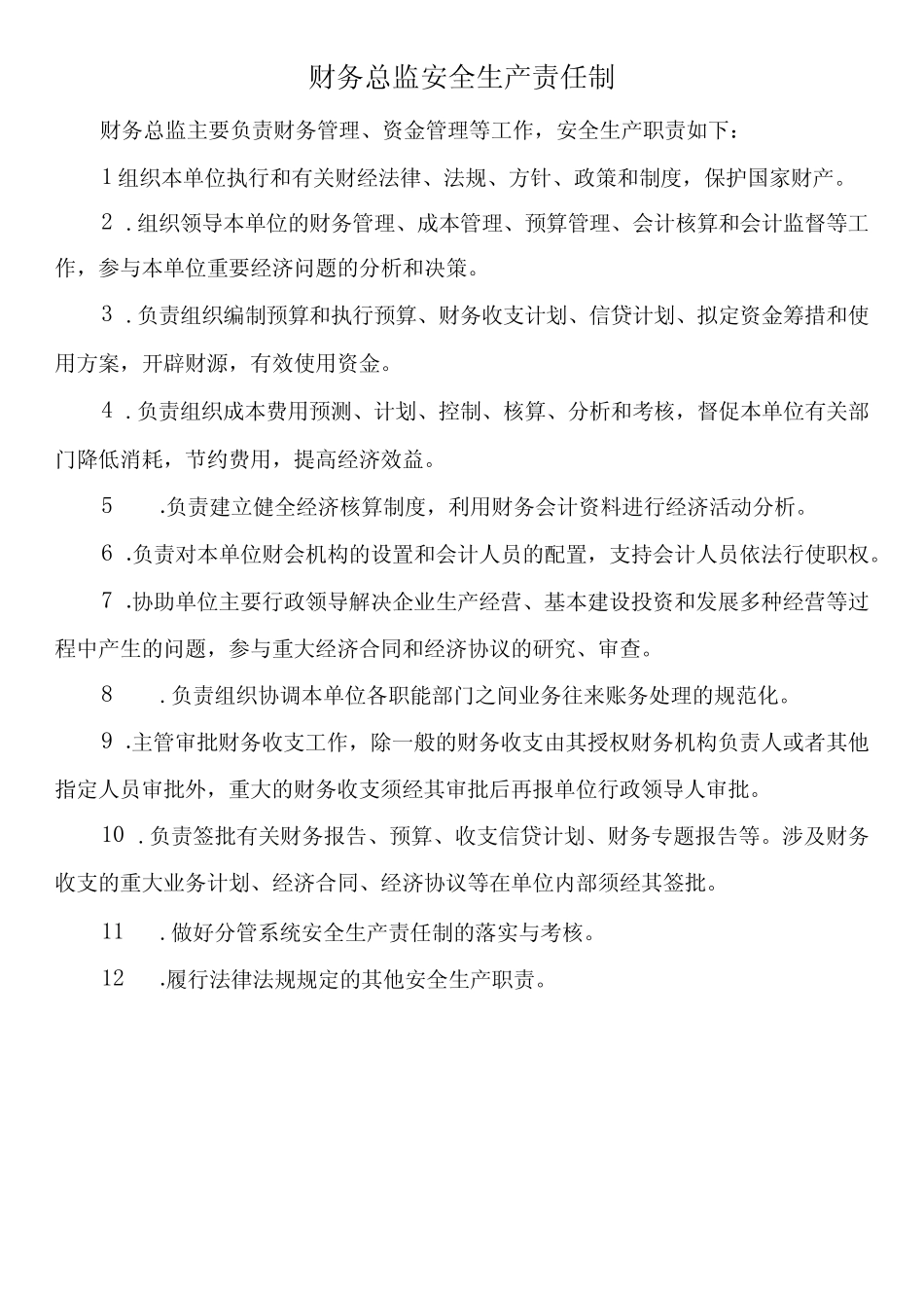 财务总监安全生产责任制 _第1页